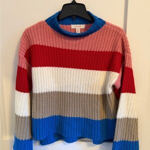 Vibrant Striped Crew Neck Sweater